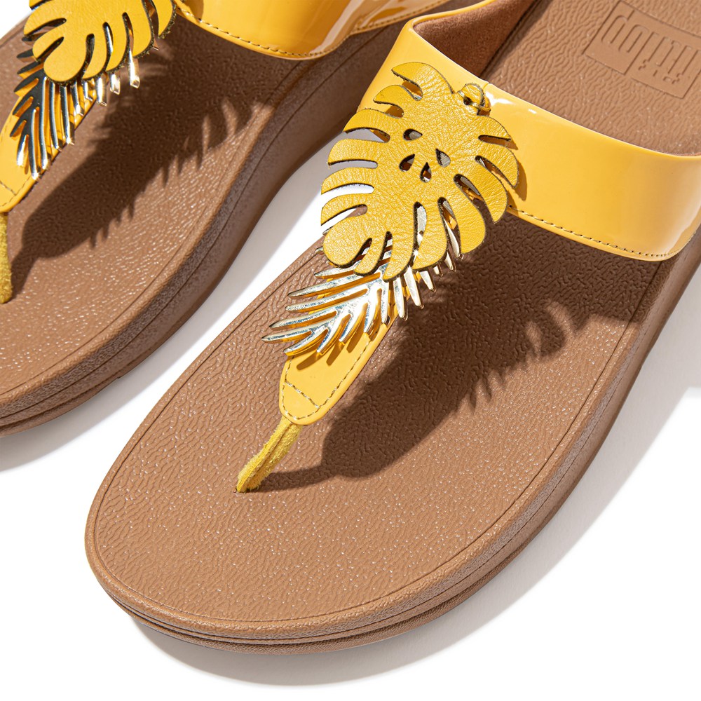 Fitflop Womens Sandals Yellow - Fino Jungle-leaf Patent - YZ8629710